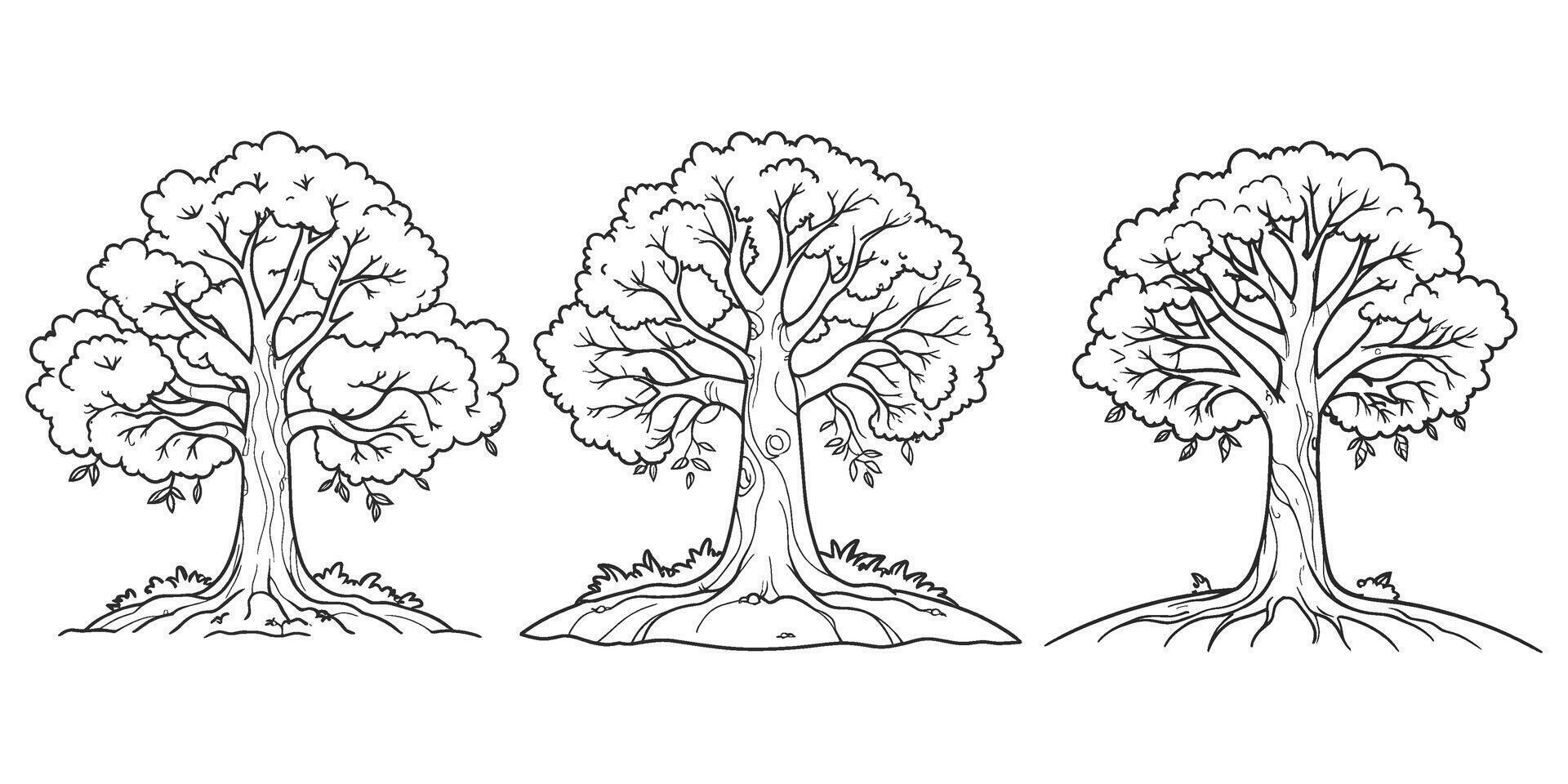 Set of Tree silhouettes illustration Isolated on White Background vector