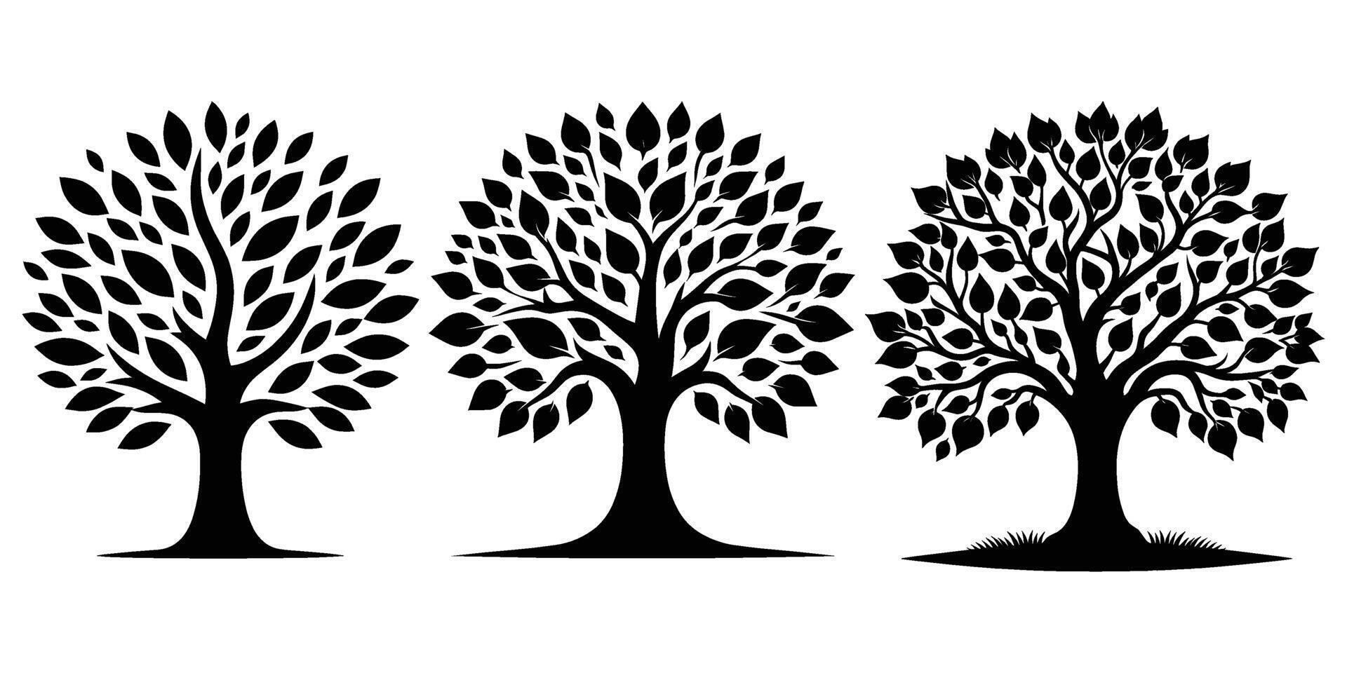 Set of Tree silhouettes illustration Isolated on White Background vector
