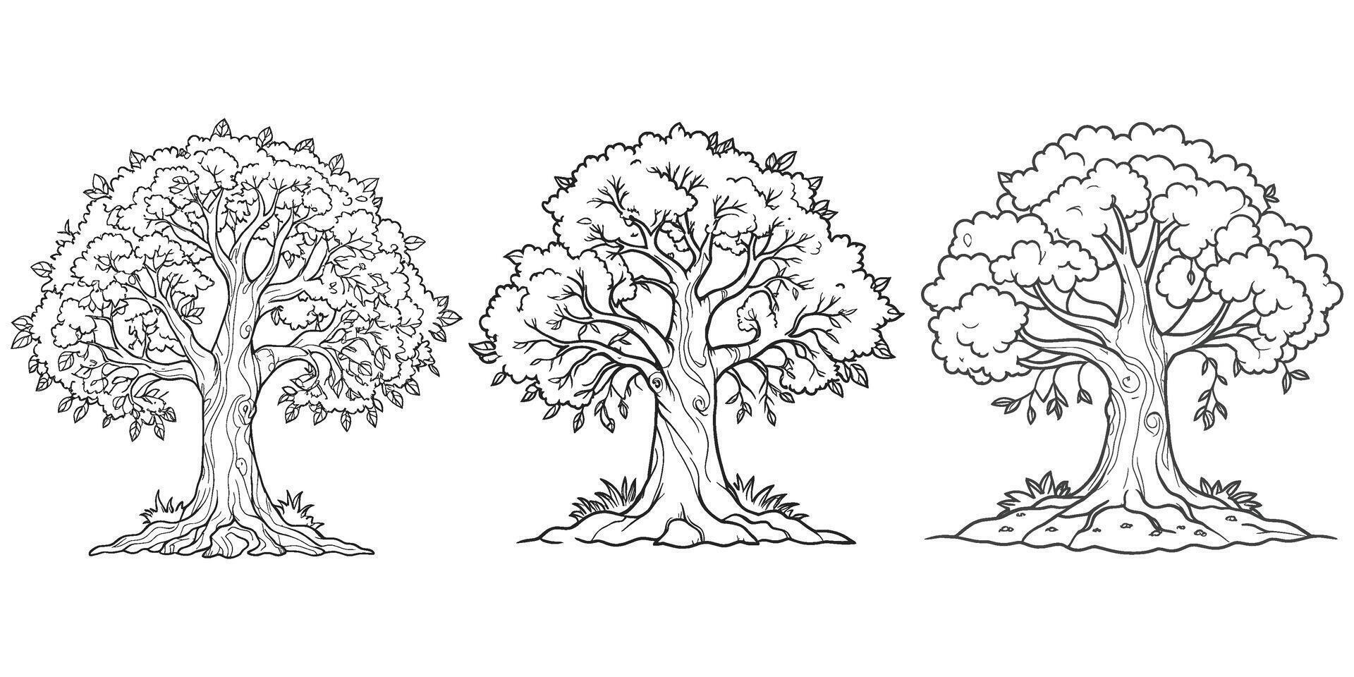 Set of Tree silhouettes illustration Isolated on White Background vector