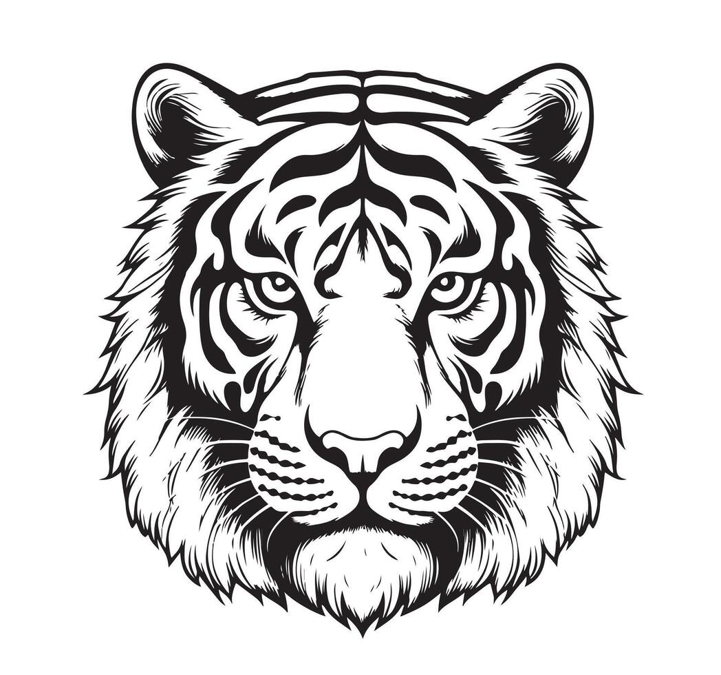 Tiger drawn with ink from the hands of a predator tattoo vector