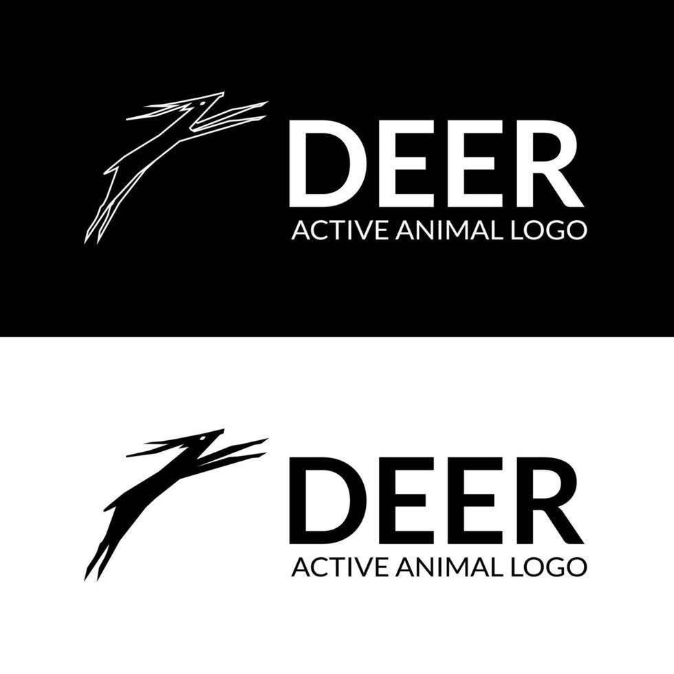 Active Deer silhouette in a jumping pose logo design vector