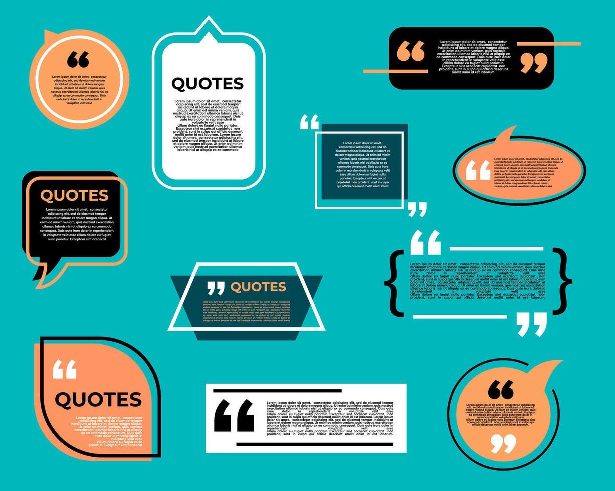 Quote bubble or box, message, comment, note icons vector