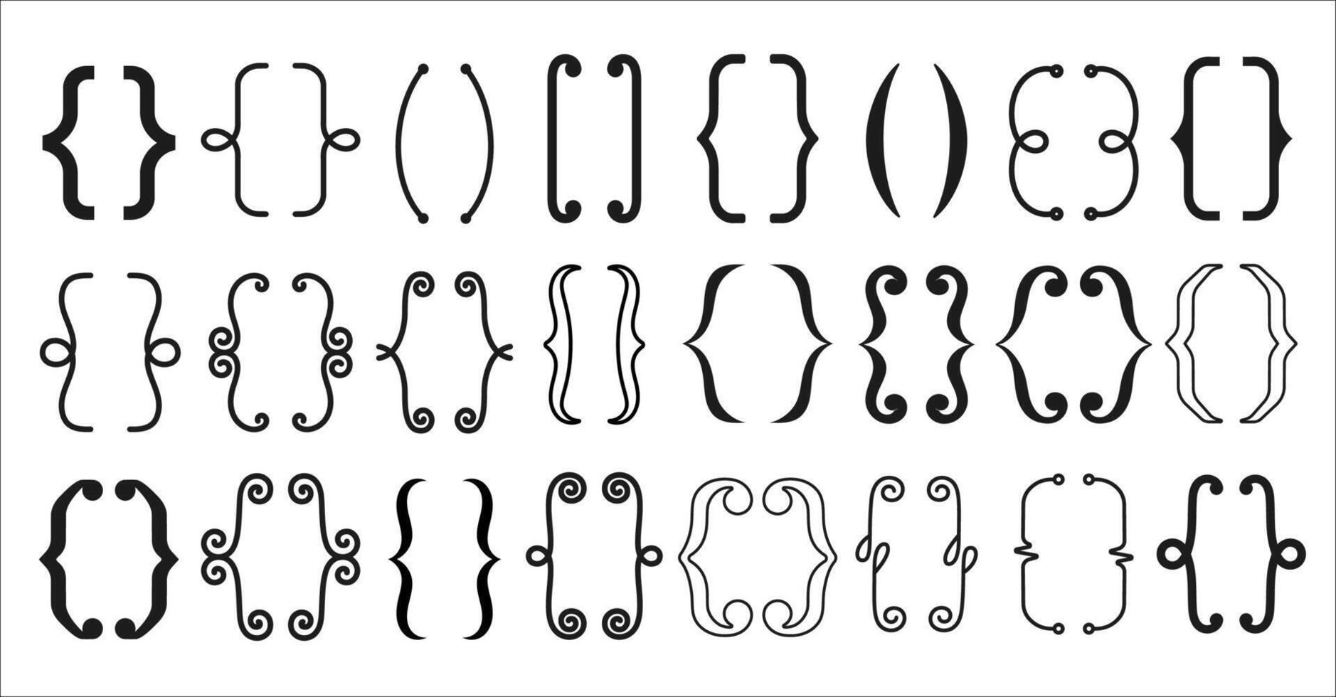 Parenthesis text brackets, line frames and borders vector