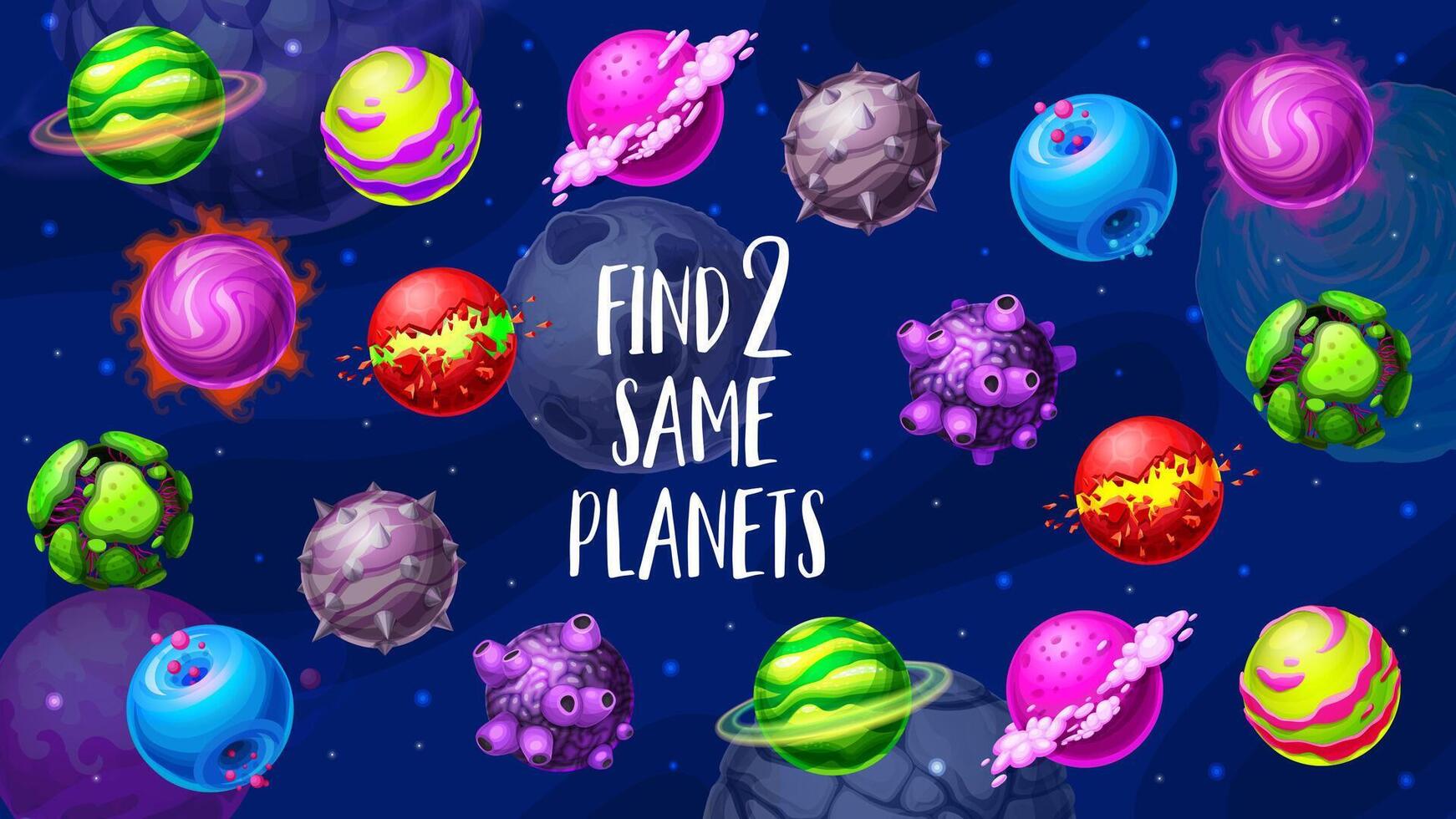 Cartoon galaxy space planets find two same planets vector