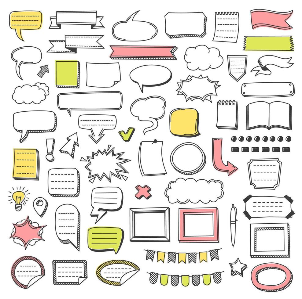 Bullet journal, diary calendar doodle elements vector