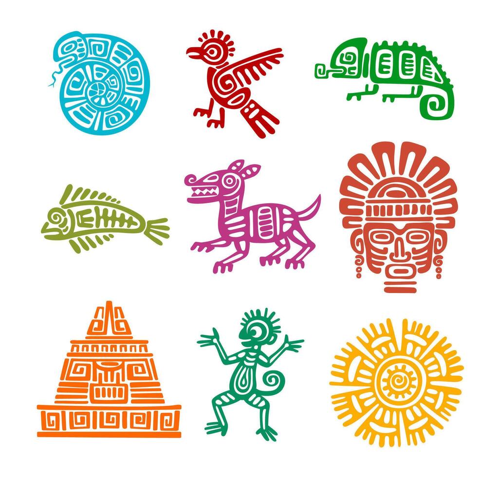 Mayan aztec or inca animal totems, religion symbol vector