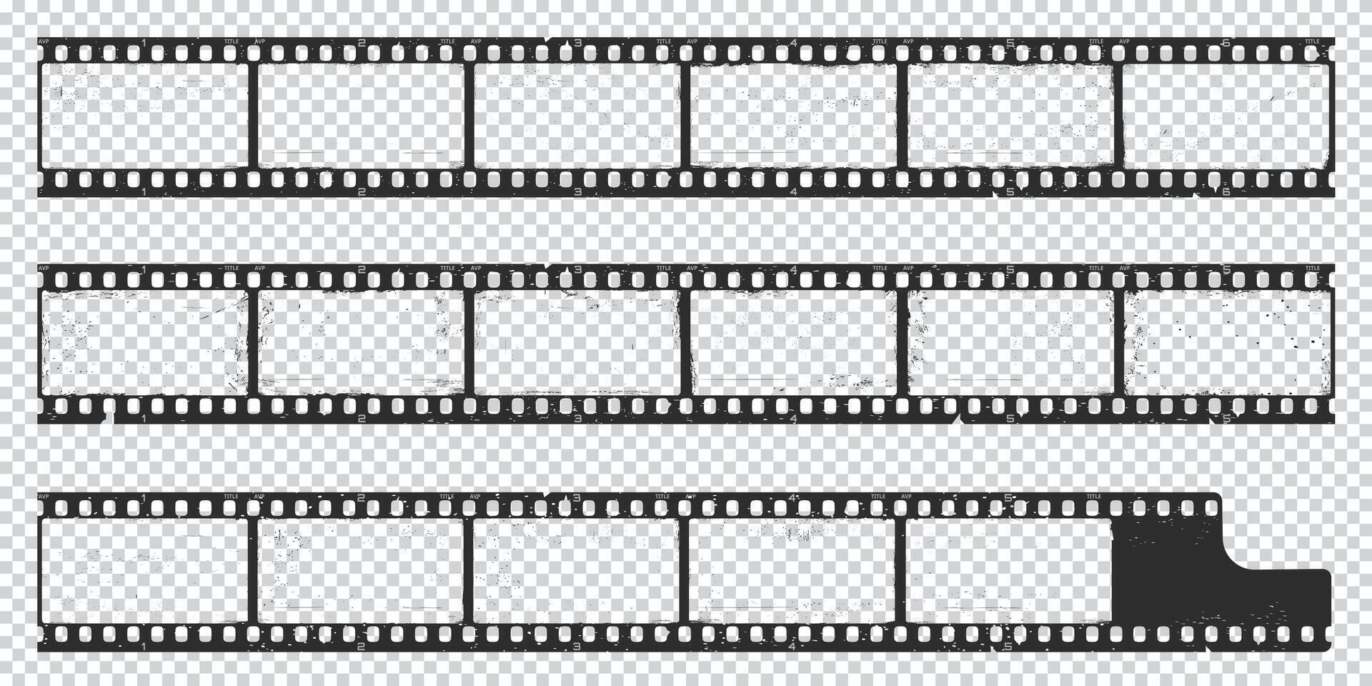 Film strip, long grunge filmstrip, old movie reel vector