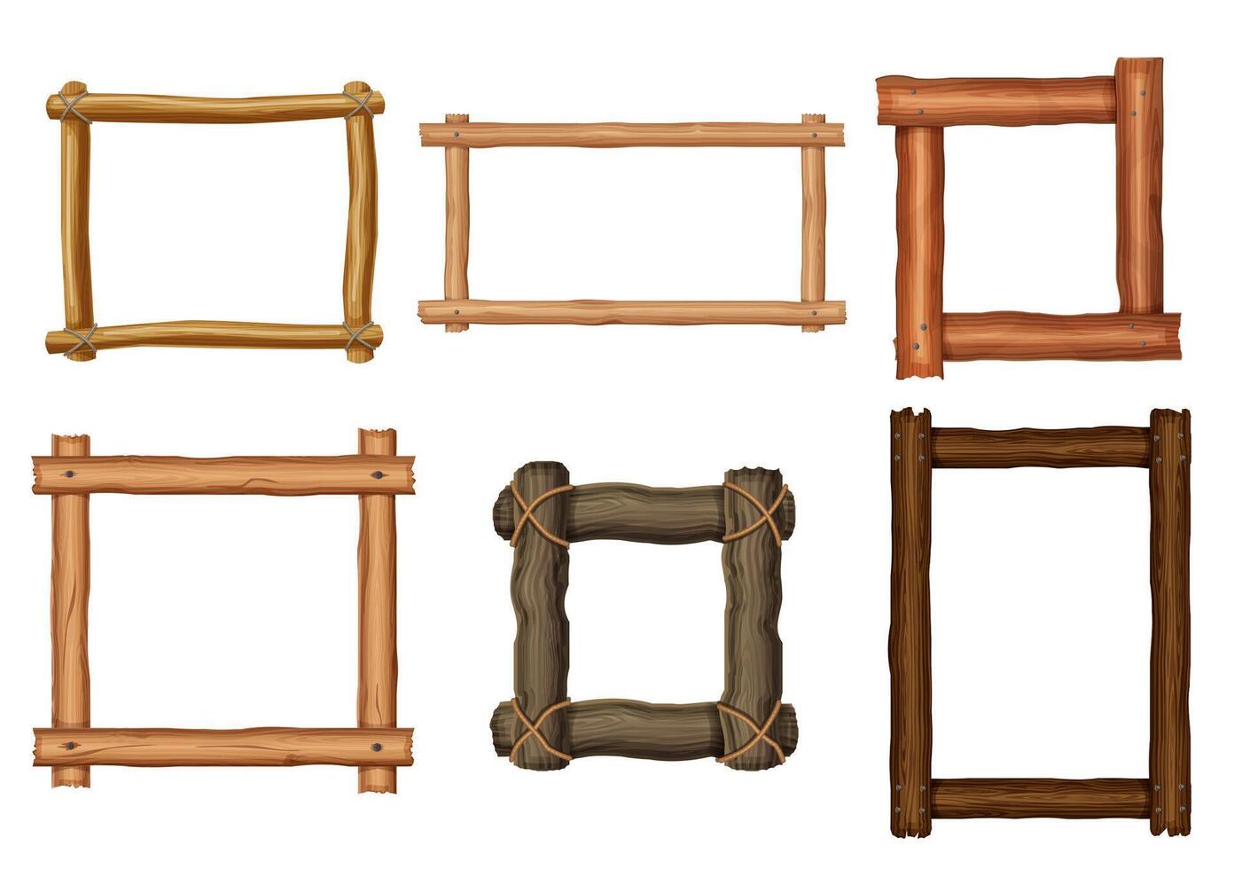 Isolated wooden frames or photo picture borders vector