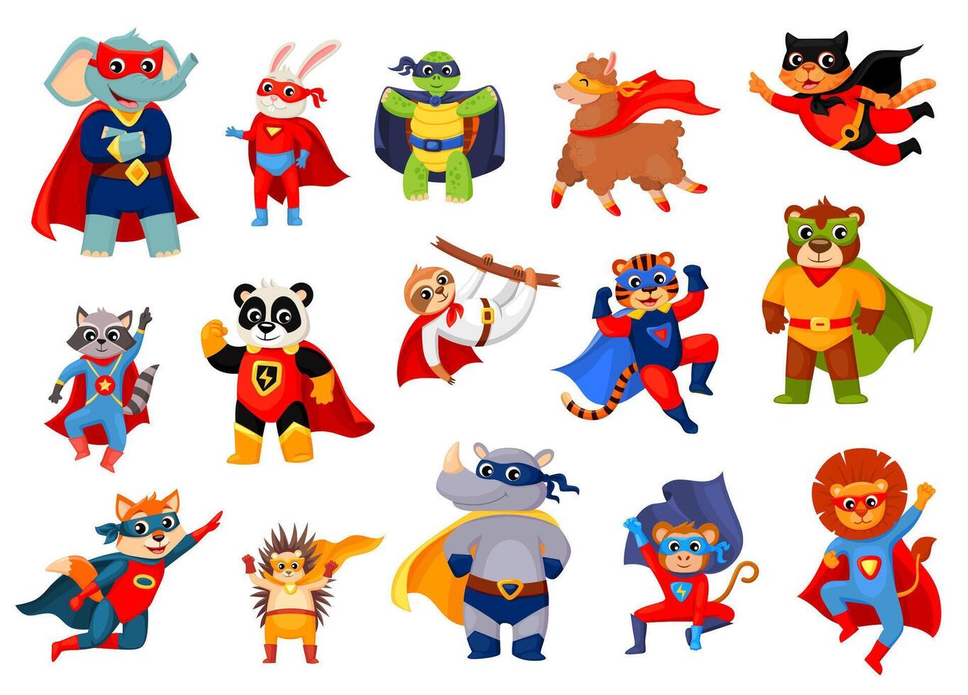 Cartoon funny animals, superhero ranger characters vector