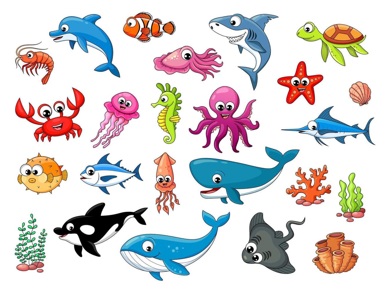 Peces de mar / Sea Fishes: Animales acuá Premium Vector | Freshwater fish and saltwater fish Types