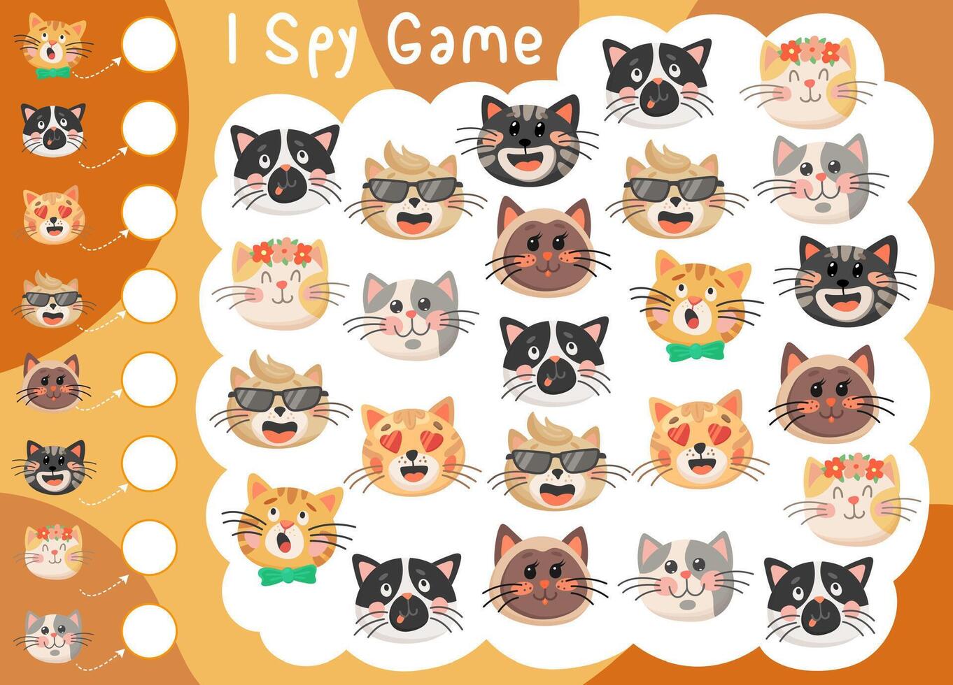 I spy kids game with cute funny cats or kittens vector