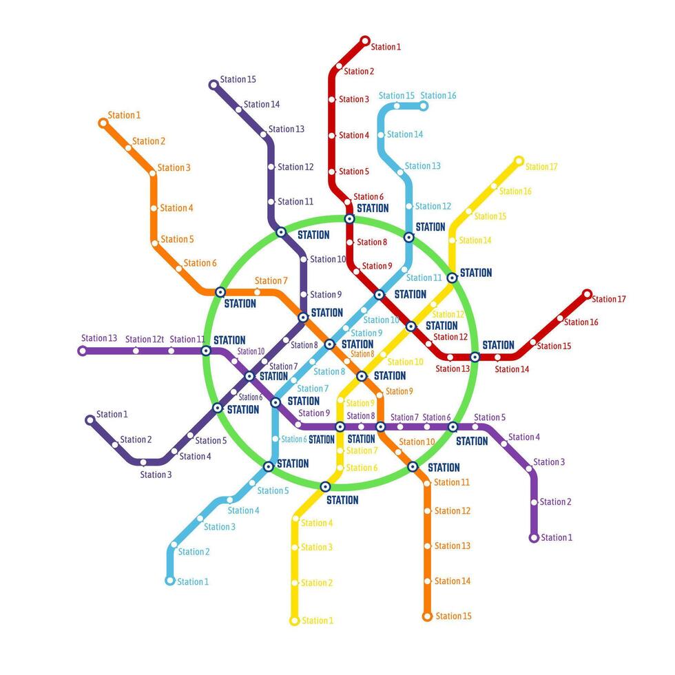 Metro, subway, underground transport system map vector