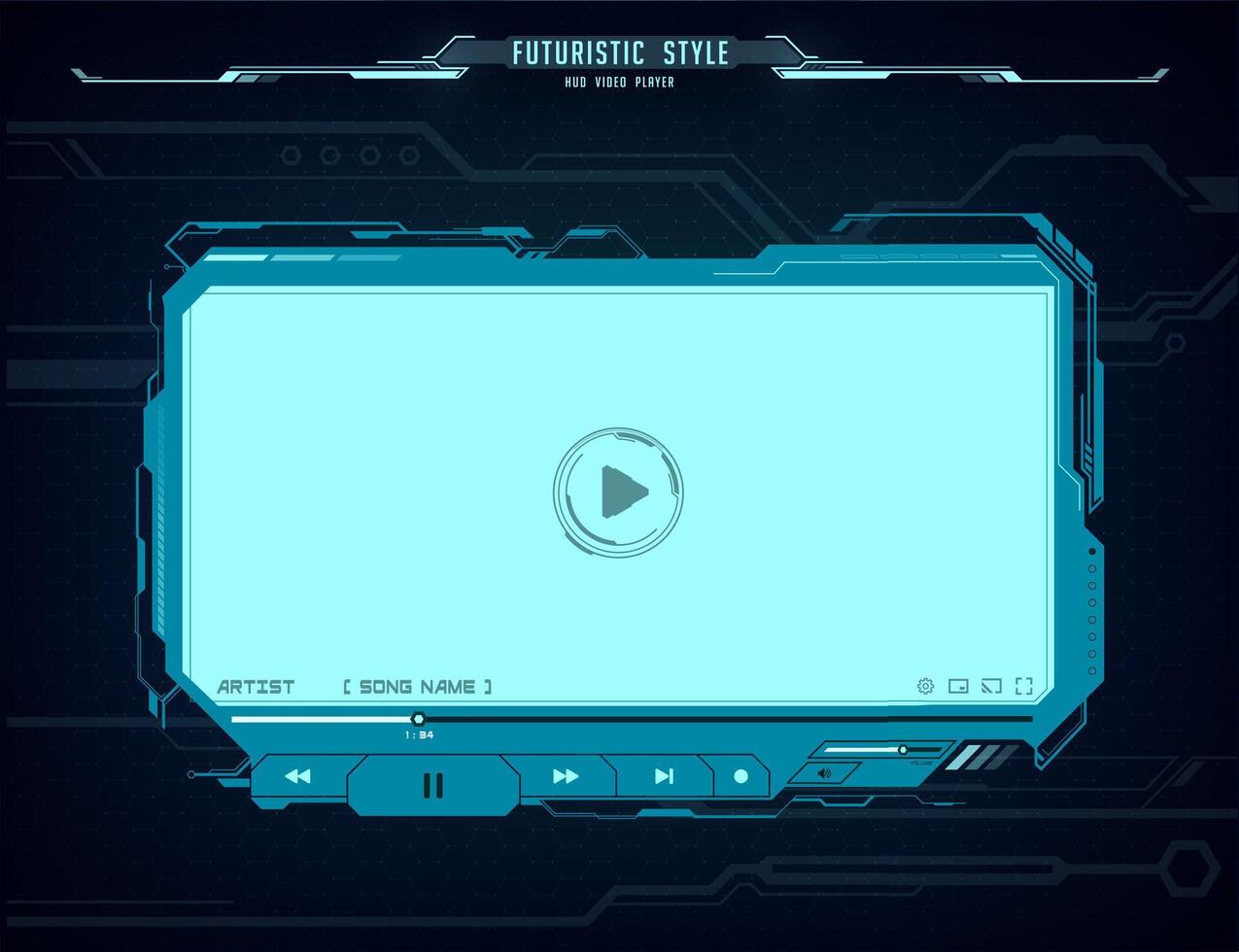 HUD player futuristic screen interface. vector