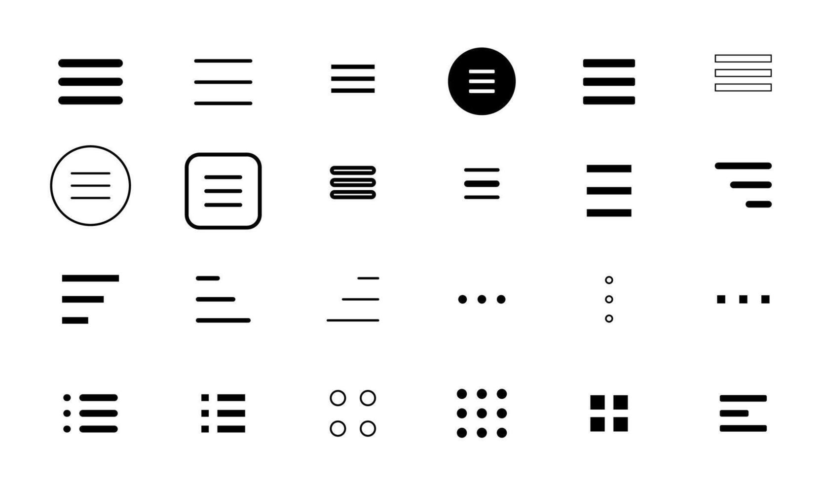 Hamburger web and mobile app menu icons, drop list vector