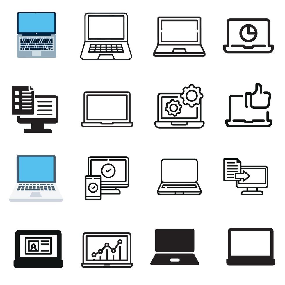 Laptop Icon set vector