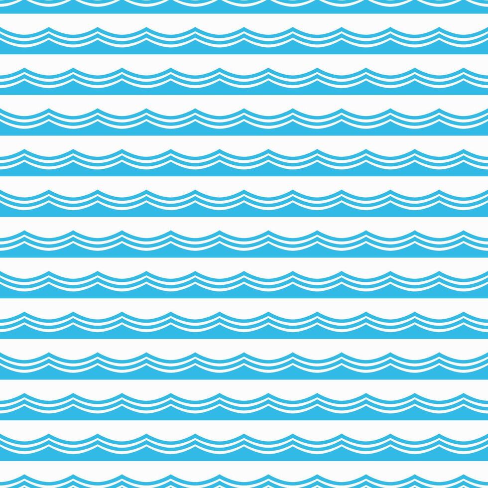 Sea and ocean surf waves, wavy seamless pattern vector