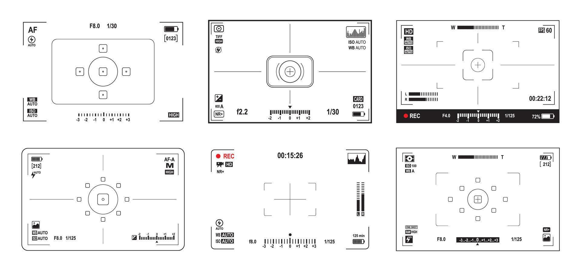 Photo or camera viewfinder, settings display vector