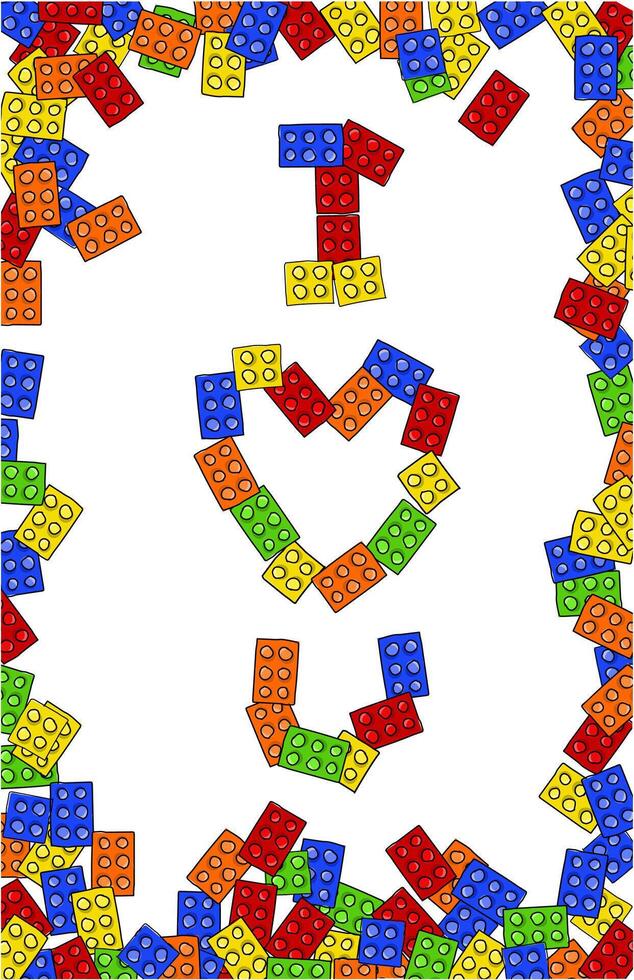 Puzzle toys are in the white background form word i love u vector