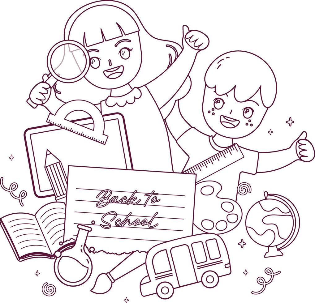 cute back to school coloring page printable for kids education activity vector