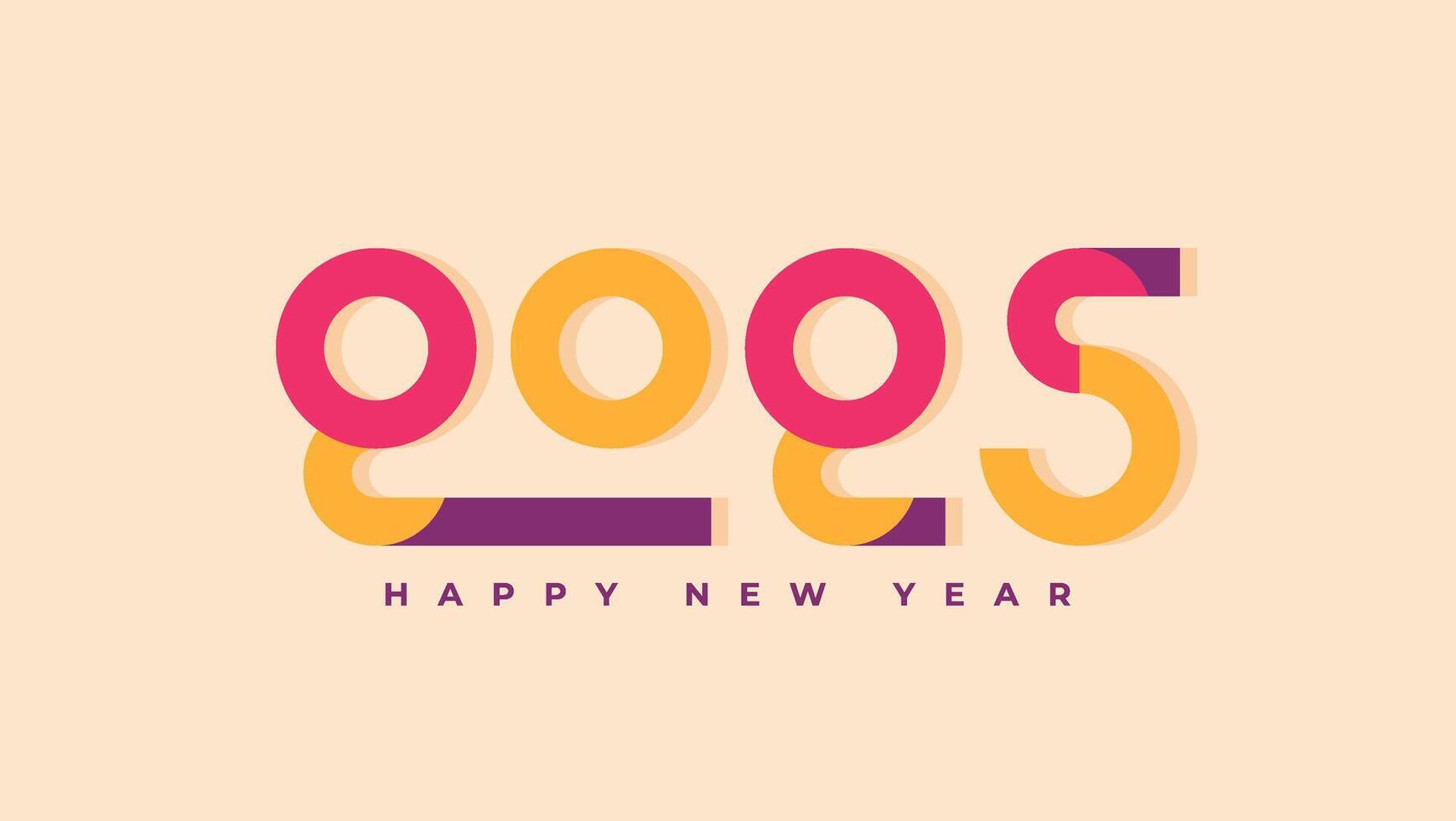 Design the logo text Happy New Year 2025. Cover the business diary for 2025 with a wish. Brochure, card, banner design template. vector