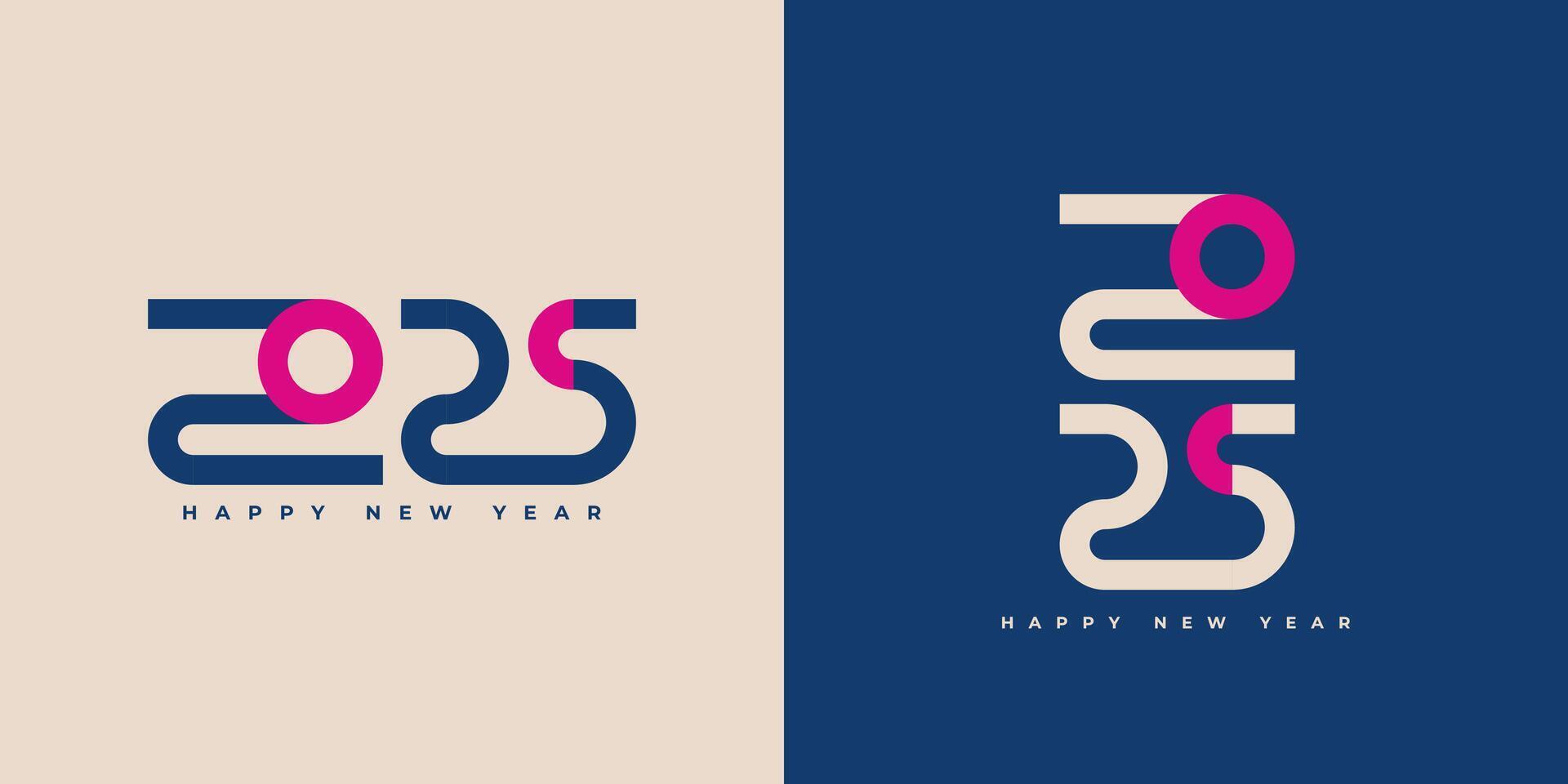 Design the logo text Happy New Year 2025. Cover the business diary for 2025 with a wish. Brochure, card, banner design template. vector