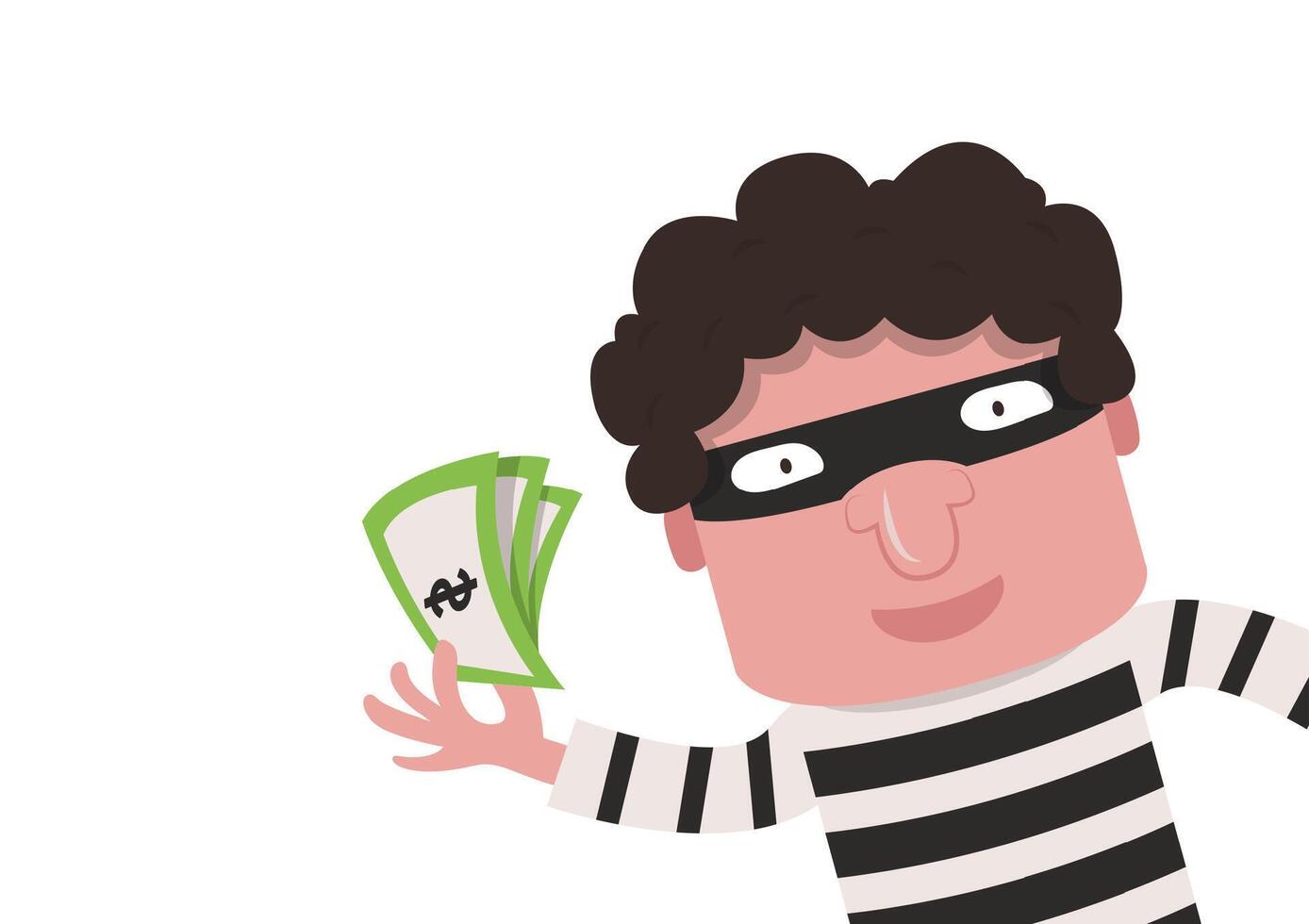 Bandit cartoon . Cartoon thief stealing money. Thief character design. vector