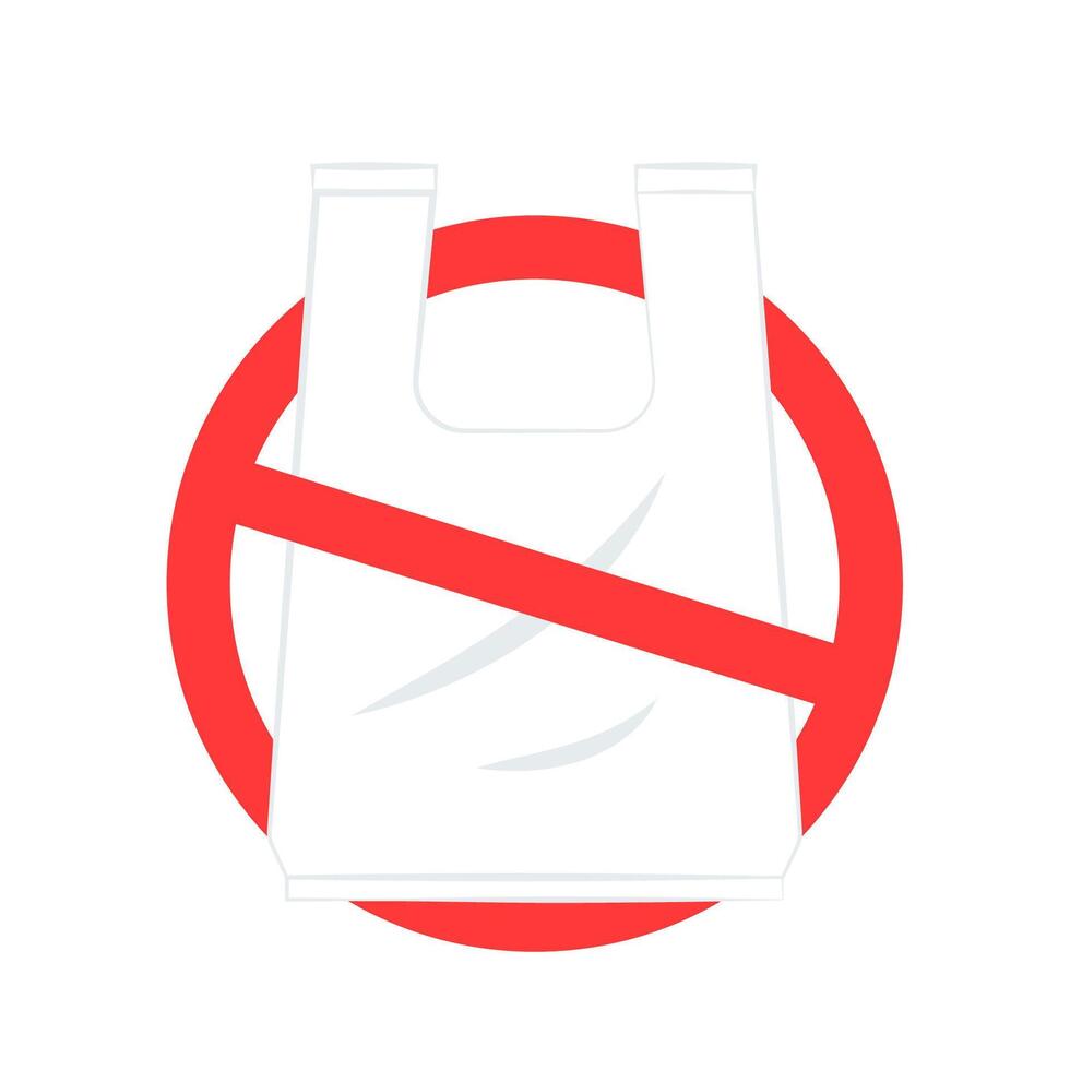 Plastic bag . Do not use plastic bags sign. vector