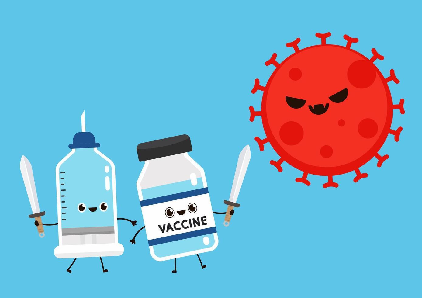 Syringe character design. Vaccine Covid-19. Syringe and Vaccine . Vaccine virus Covid-19. vector