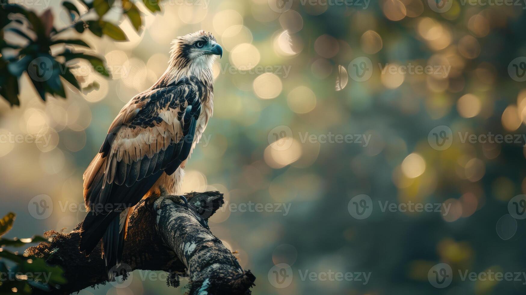 Majestic Philippine eagle perched in its natural tree habitat. Red Book animal photo