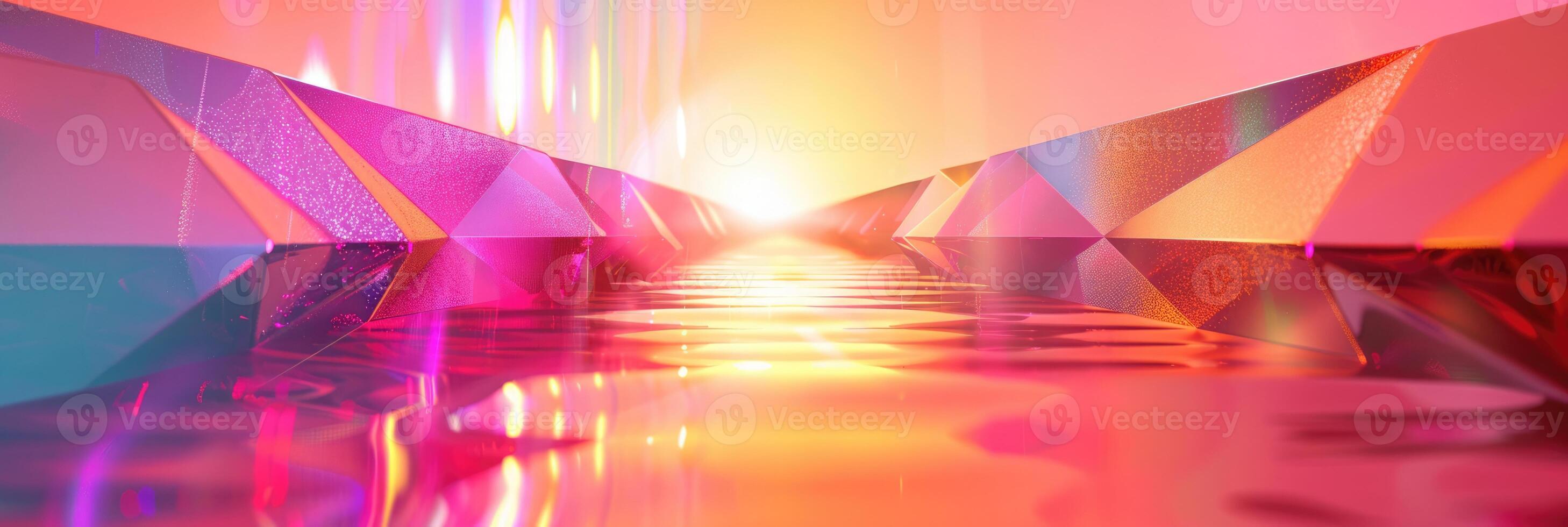 Hologram showcasing abstract geometric patterns on wide banner. Wide banner hologram photo