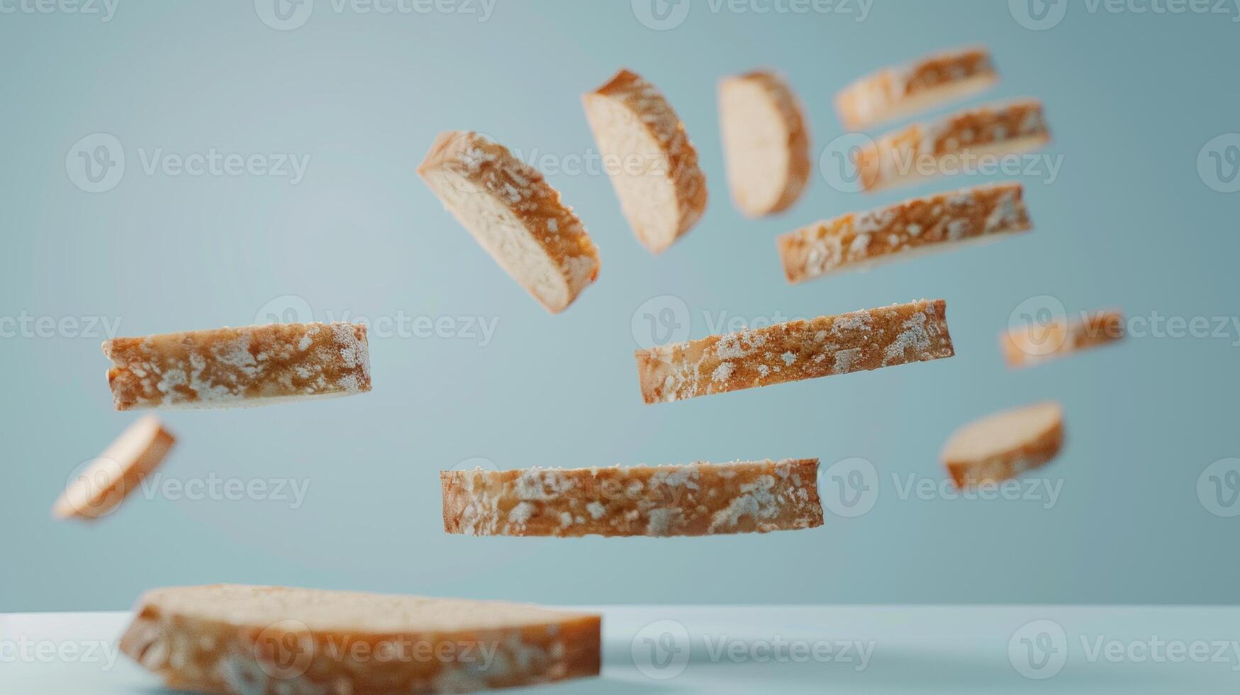 Conceptual representation of spinning bread slices forming a ladder, symbolizing progress photo