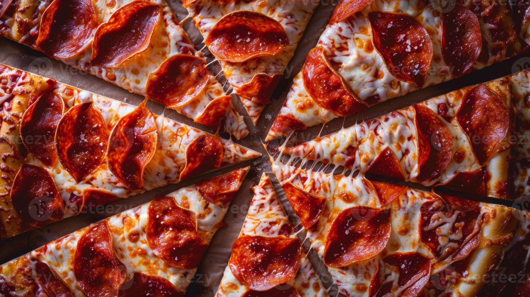 Dynamic layout of rotating pizza slices in a dynamic pattern photo