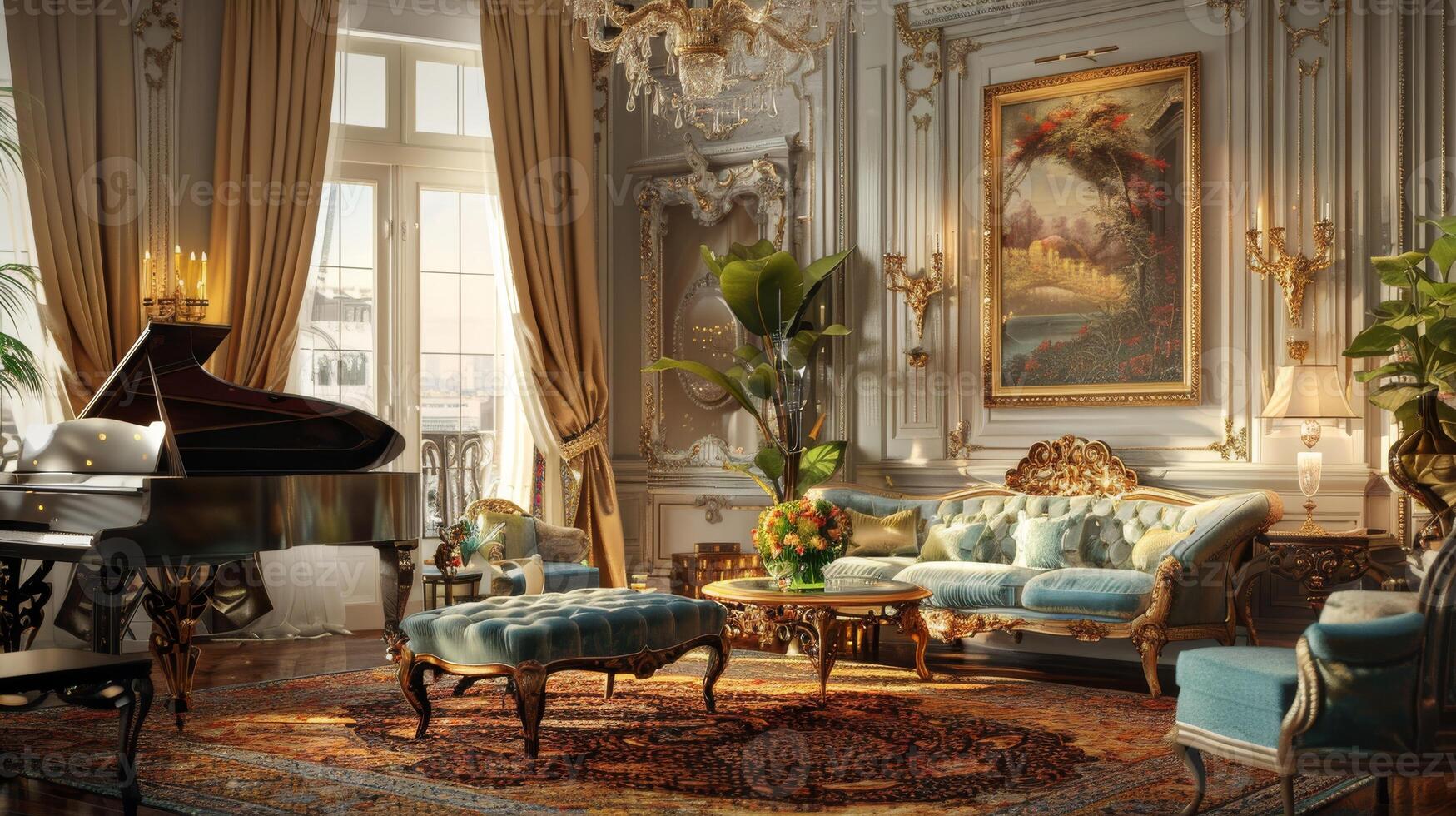 Elegant poster highlighting luxurious interior decor arrangements for upscale living photo