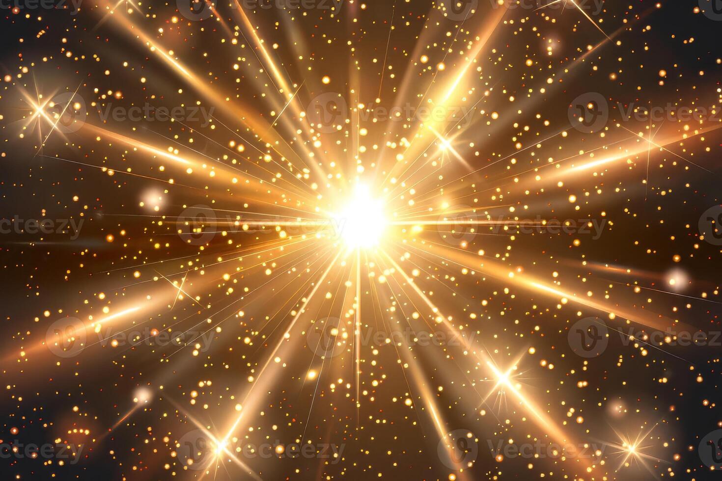 Glowing sunburst sparkles shining brightly on a transparent white background, adding warmth and brightness photo