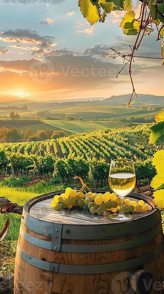 Picturesque vineyards overlooking the countryside photo