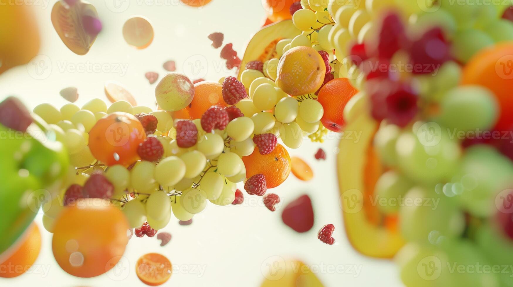 Flowing layout of rotating fruits forming a flowing pattern photo