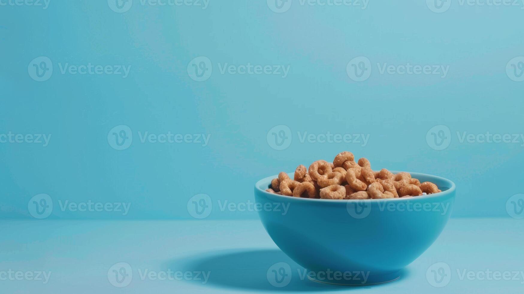 Bowl of cereal rotating against a blank background for copy photo