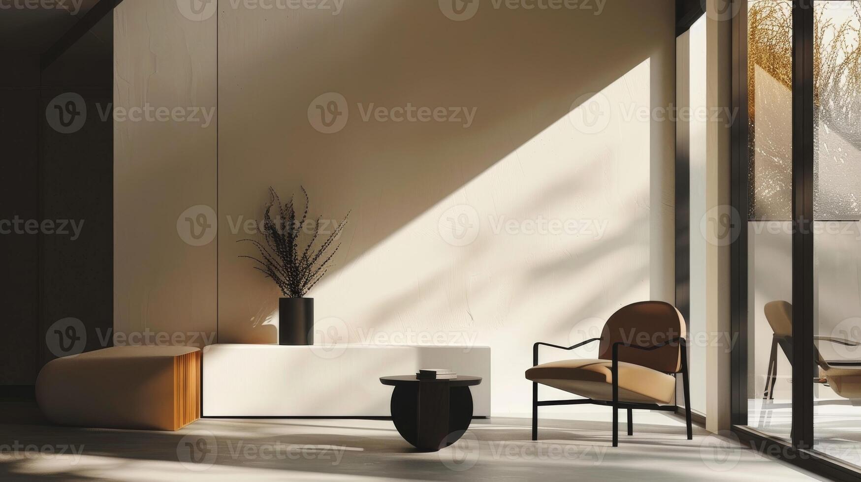 Bold graphic silhouette of minimalist furnishings adding character to a room photo