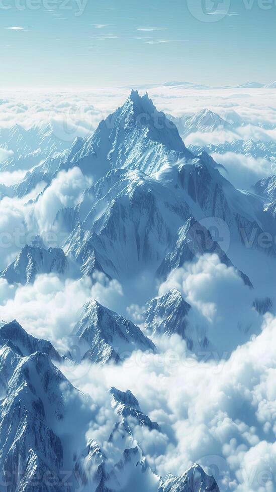 Majestic mountain ranges disappearing into the clouds photo
