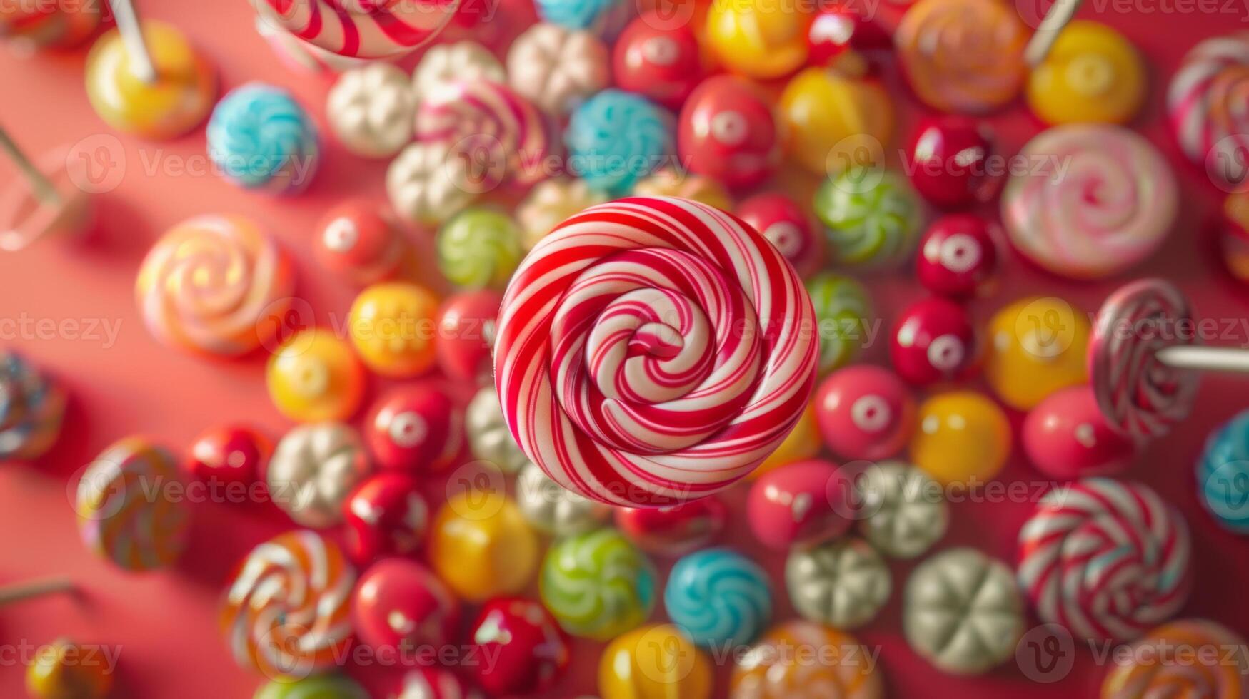 Circular layout of rotating candies forming a circular pattern photo