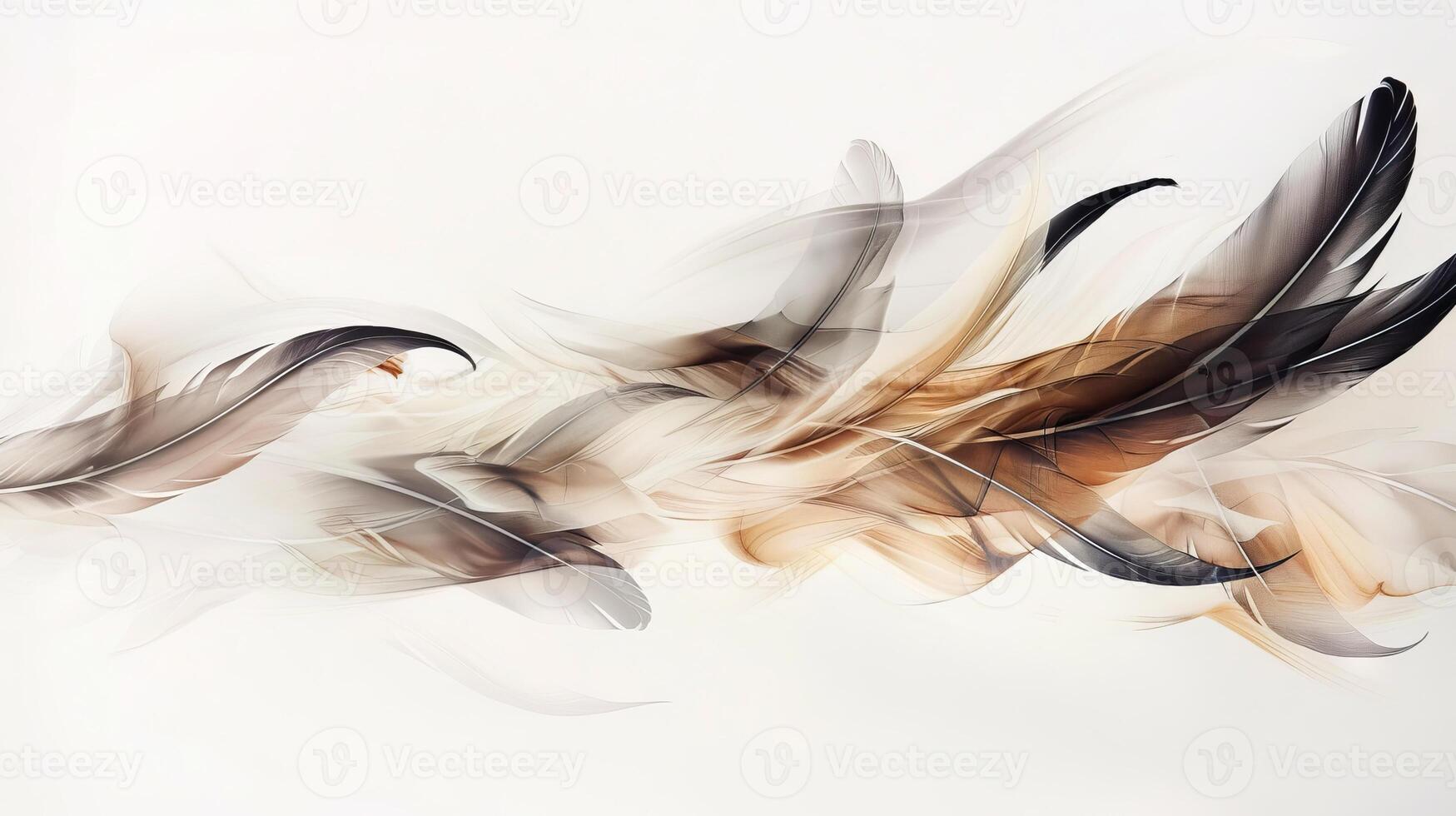 Elegant boho feathers creating a sense of movement and flow against white photo