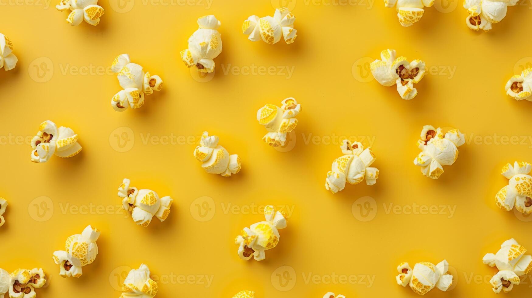Minimalist layout of spinning popcorn kernels in a minimalist pattern photo