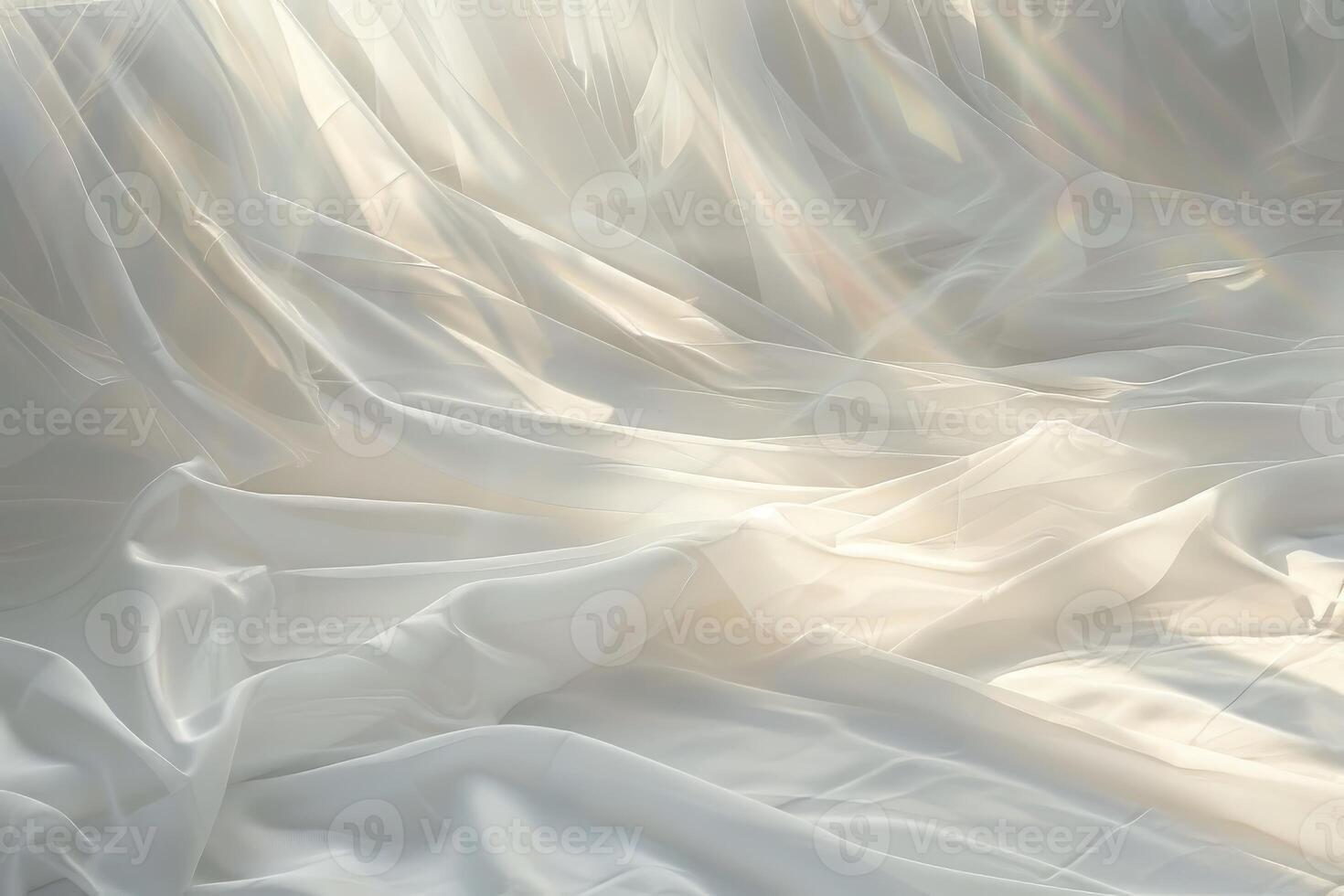 Radiant sunlight rays shining down on a soft transparent white surface, symbolizing warmth and vitality photo