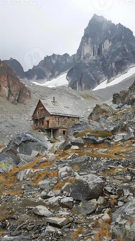 Remote mountain refuges providing shelter to adventurers photo