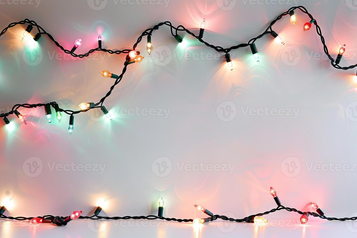 Festive Christmas lights against a soft transparent white backdrop, perfect for festive artworks photo