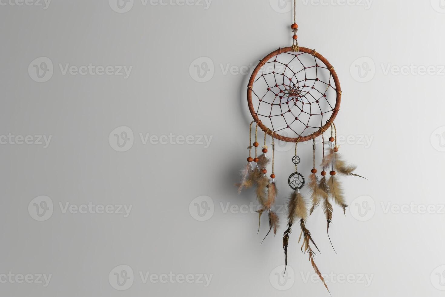 Boho chic dreamcatcher decoration on a transparent white background, adding mystical vibes photo