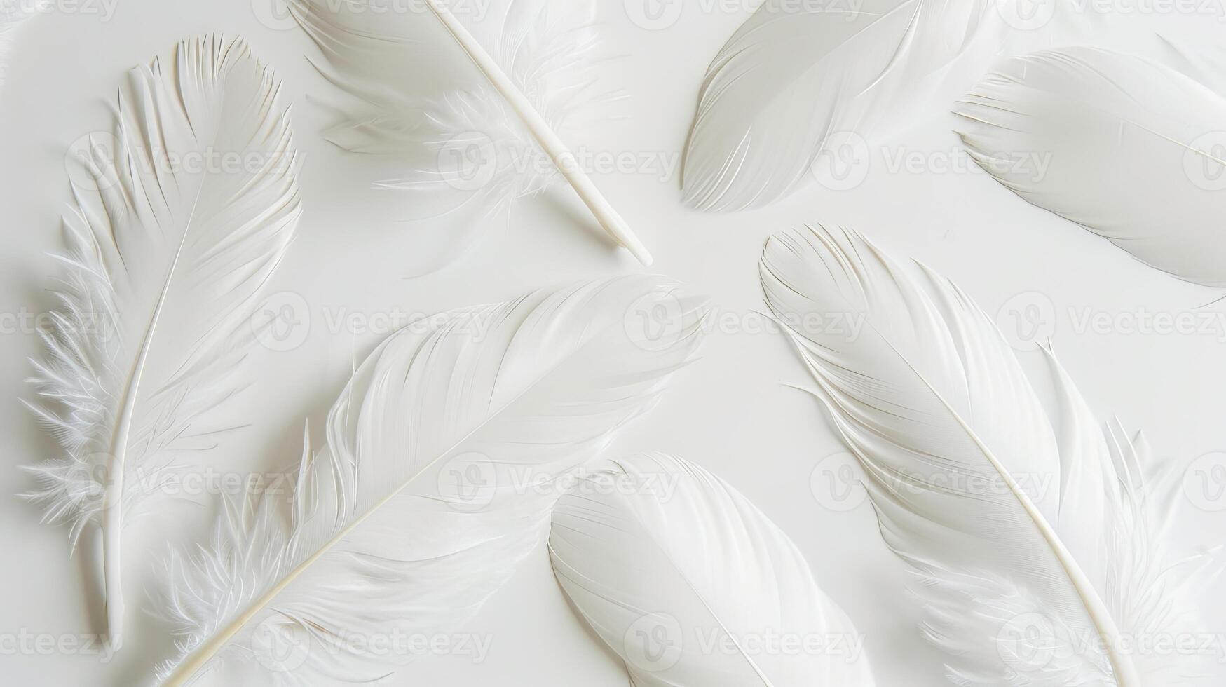 Boho-inspired feathers creating a serene and tranquil ambiance on white photo