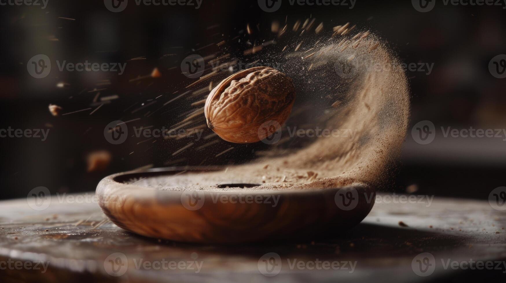 Simple and elegant spin of a piece of nutmeg photo
