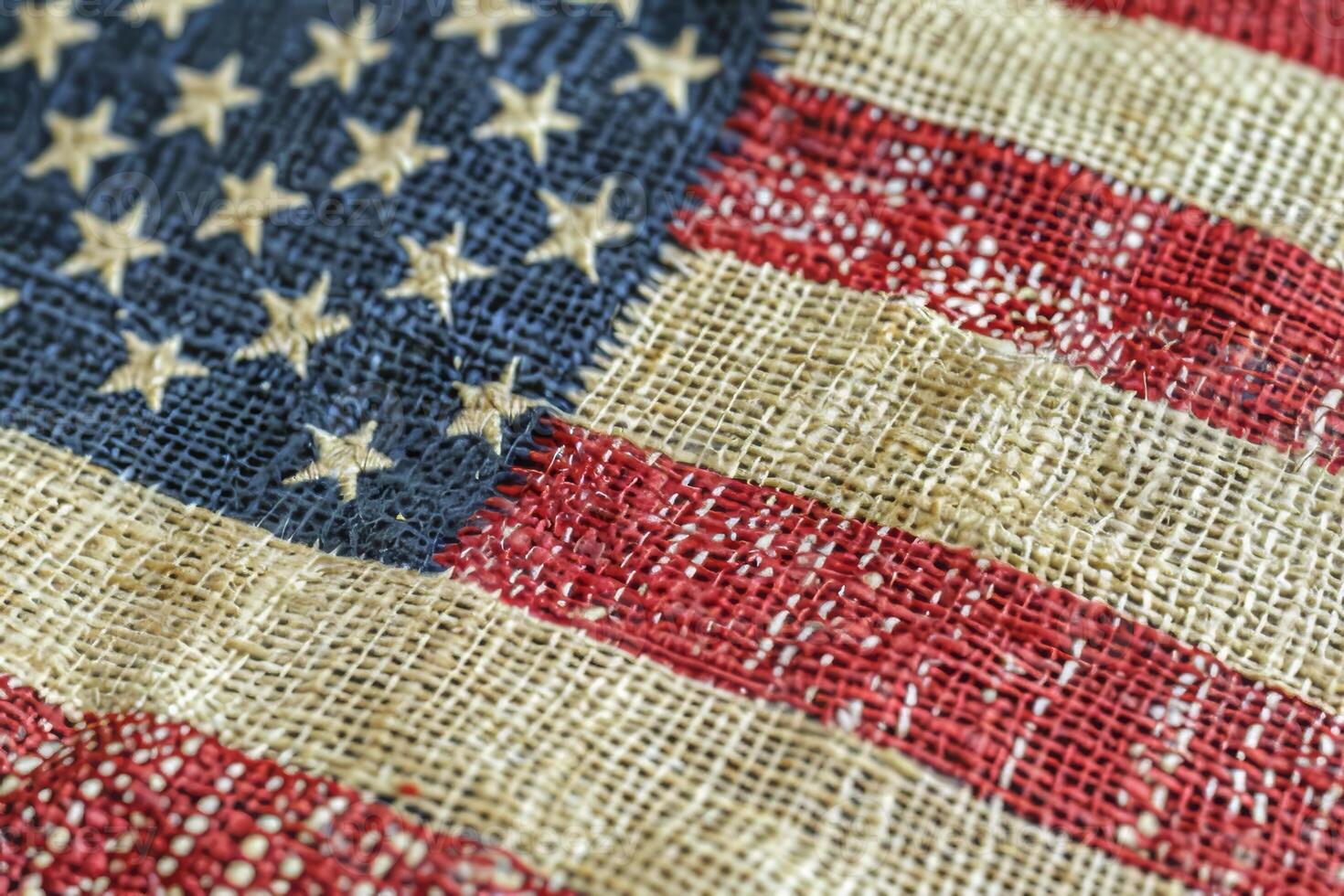 Close-up of the fabric texture of the American flag photo