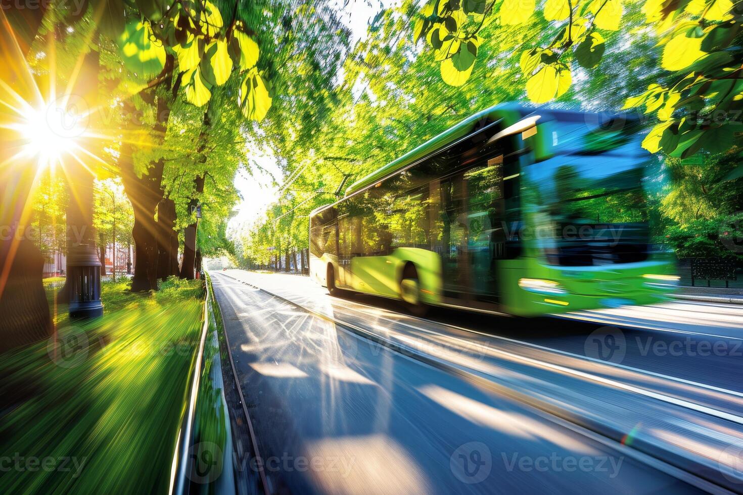 Eco-friendly transportation options like electric buses and trains, reducing air pollution and traffic congestion photo